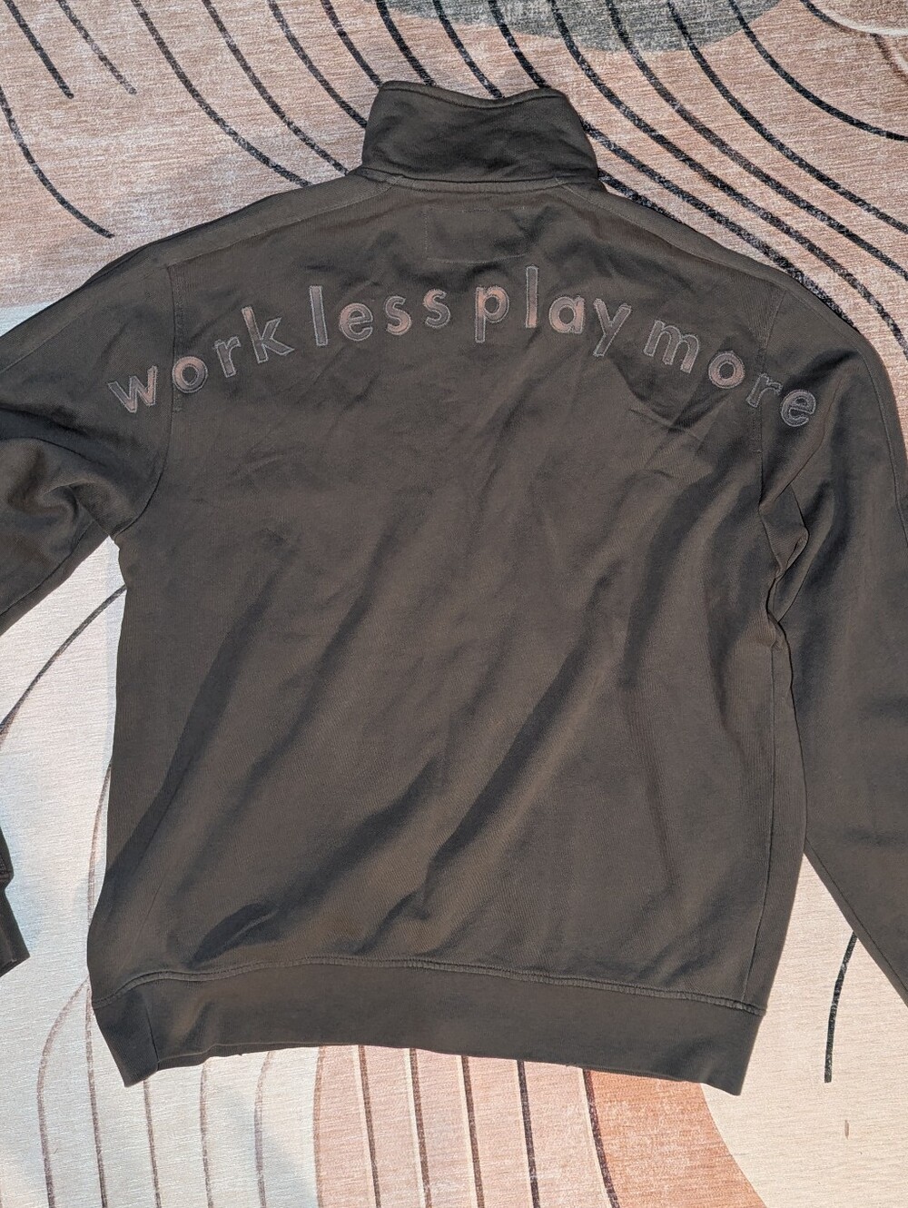Guess Vintage 2000s "Work Less Play More" Grey Zip Jacket, Men's 2XL